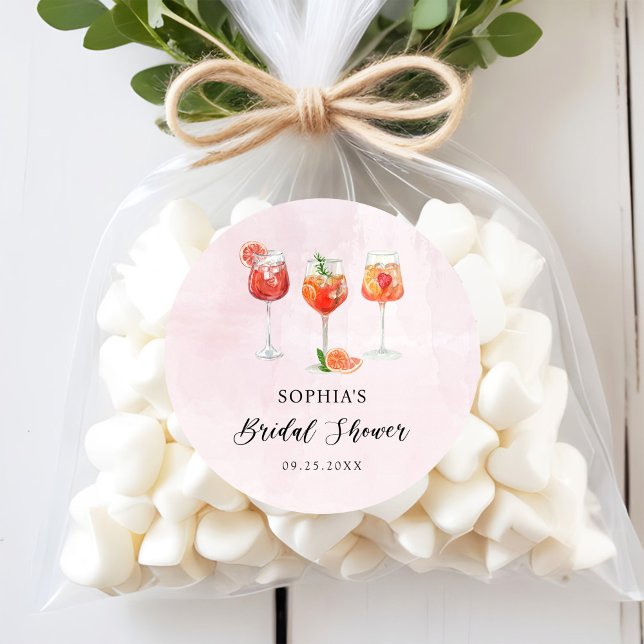 Sticker Rond Fête de Fiançailles avec Cocktail à l'Aquarelle (Créateur téléchargé)