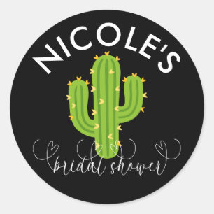 Sticker Rond Fête de Fiançailles Cactus à Coeur Jaune Amour