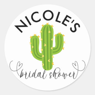 Sticker Rond Fête de Fiançailles Cactus Cœur Jaune Amour