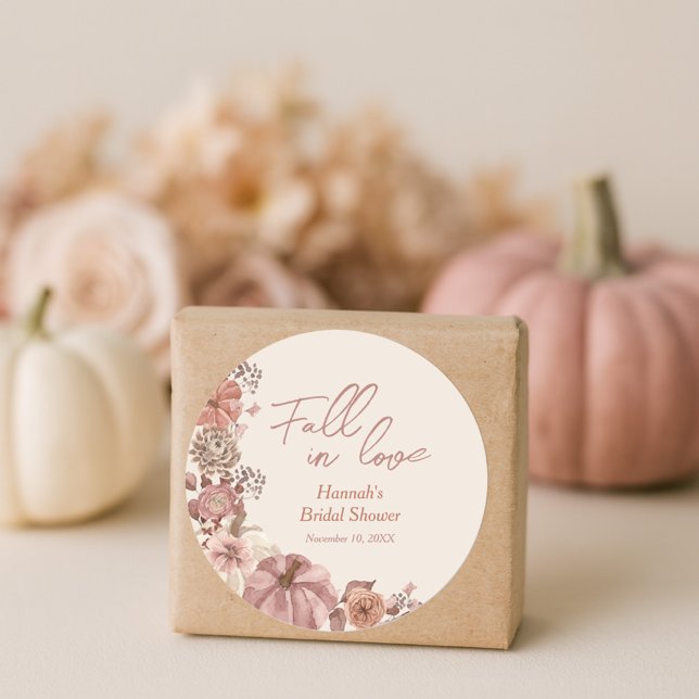 Sticker Rond Fête de Fiançailles Citrouille Automnale Amoureuse (Créateur téléchargé)