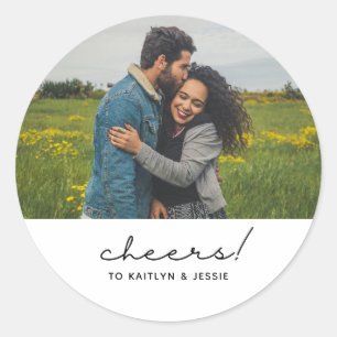 Sticker Rond Fête de fiançailles élégante avec photo personnali