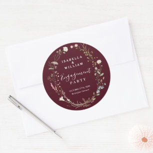 Sticker Rond Fête de fiançailles Fleur de champ Bohème Bourguig