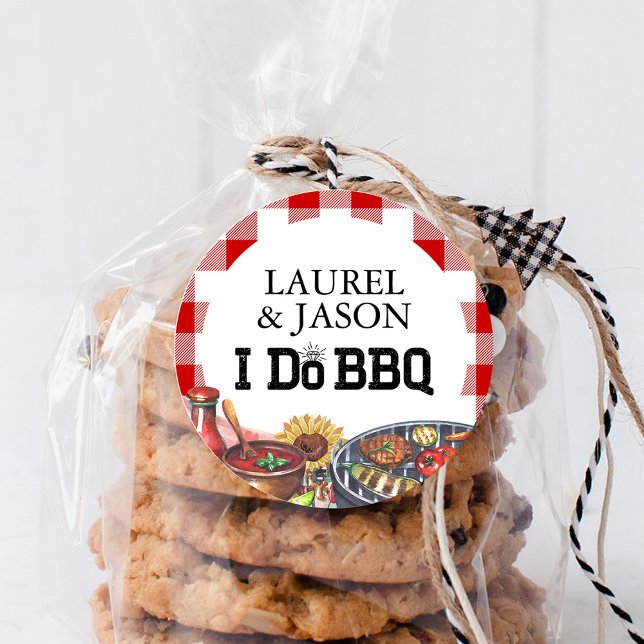 Sticker Rond Fête de fiançailles Rustique I Do BBQ Tournesol (Créateur téléchargé)