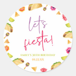 Sticker Rond Fête de Fiesta Taco, fête mexicaine d'anniversaire