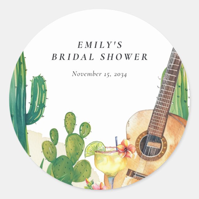 Sticker Rond Fête de Fleurs de Cactus pour Mariage (Devant)