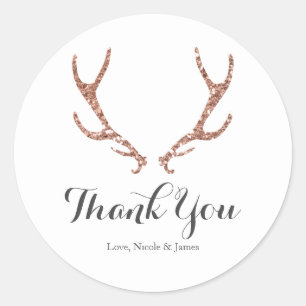 Sticker Rond Fête de Glam Bois Rustique Bois de Cerf Pailleté R