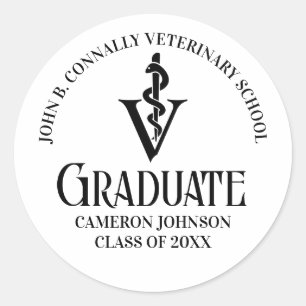 Sticker Rond Fête de graduation de l'école vétérinaire personna