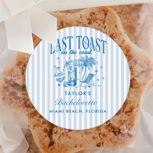 Sticker Rond Fête de jeune fille côtière moderne cocktail bleu