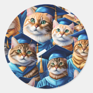 Sticker Rond Fête de la Graduation des Chats