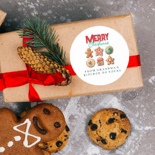 Sticker Rond Fête de la pâtisserie des Fêtes de Noël Cookies 