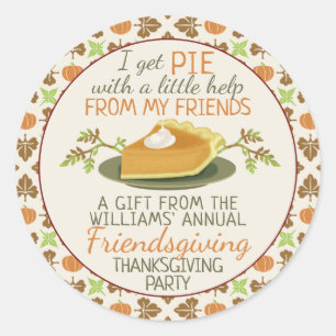 Sticker Rond Fête de la tarte Citrouille de Thanksgiving