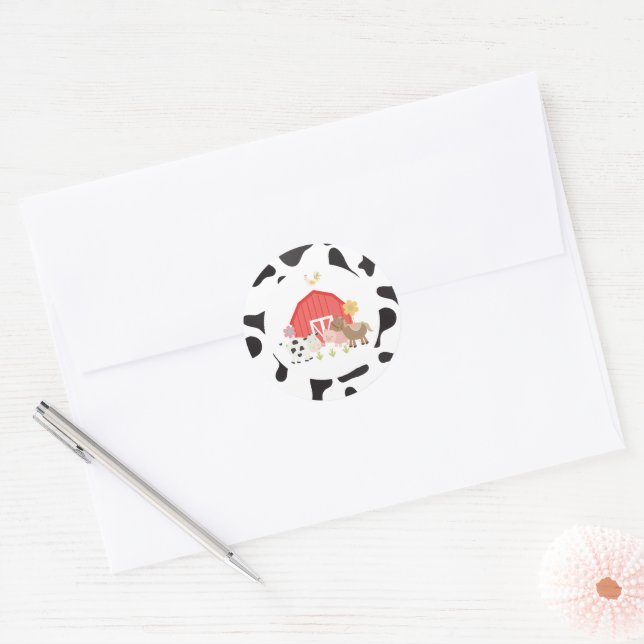 Sticker Rond Fête de l'anniversaire des animaux de ferme merci  (Enveloppe)