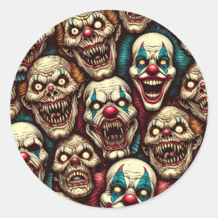 Sticker Rond Fête de l'Halloween des Clowns
