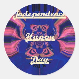 Sticker Rond Fête de l'Indépendance Abstraite Art