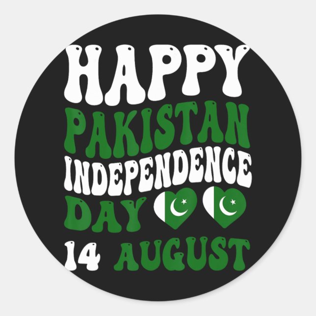 Sticker Rond Fête de l'Indépendance du Pakistan Fierté du drape (Devant)