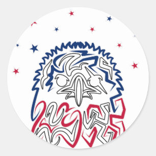 Sticker Rond Fête de l'Indépendance Étoiles d'aigle américain