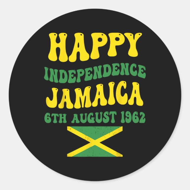 Sticker Rond Fête de l'Indépendance Fier drapeau jamaïcain 6 ao (Devant)