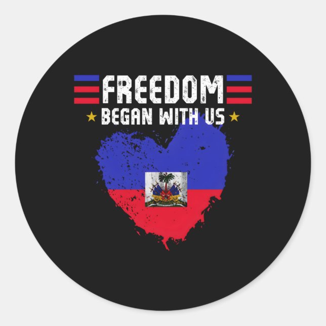 Sticker Rond Fête de l'Indépendance Haïtienne Drapeau Haïtien (Devant)
