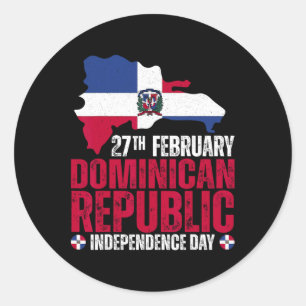 Sticker Rond Fête de l'Indépendance République Dominicaine Drap