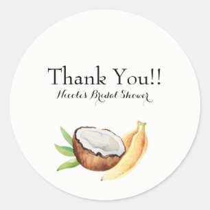Sticker Rond Fête de Luau de fruits de coco et de bananes tropi