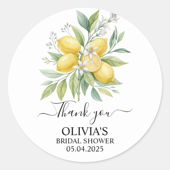 Sticker Rond Fête de Mariage à la Fleur de Citron (Devant)