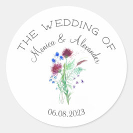 Sticker Rond Fête de mariage au chardon Floral écossais
