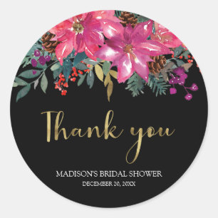 Sticker Rond Fête de mariage avec Poinsettia Rose de Noël 
