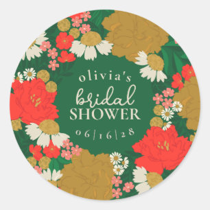 Sticker Rond Fête de mariage avec un bouquet floral