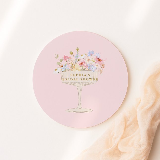 Sticker Rond Fête de mariage champêtre au champagne rose (Créateur téléchargé)
