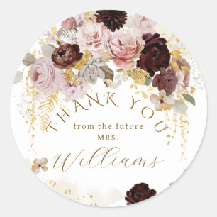 Sticker Rond Fête de mariage champêtre automnal Fleurs dorées