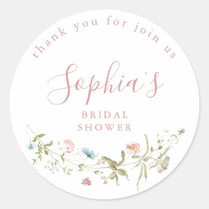 Sticker Rond Fête de mariage champêtre Bohème Rose Poussiéreuse