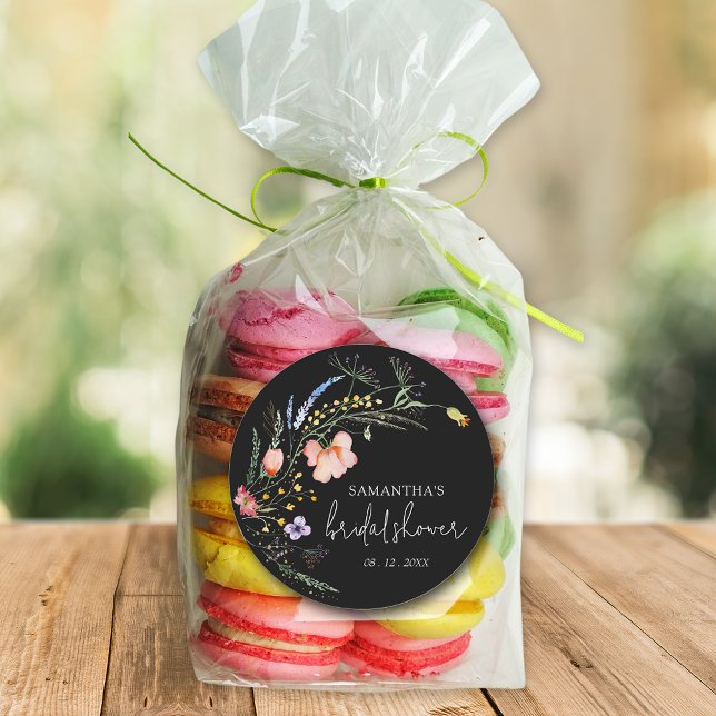 Sticker Rond Fête de mariage champêtre Noir (Créateur téléchargé)