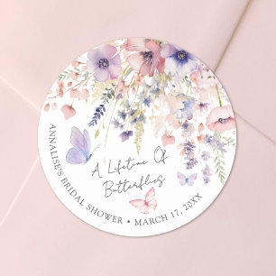 Sticker Rond Fête de mariage champêtre papillon
