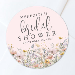 Sticker Rond Fête de mariage champêtre rose blush