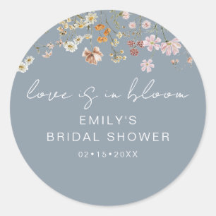 Sticker Rond Fête de mariage champêtre Wildflower Blue L'amour 
