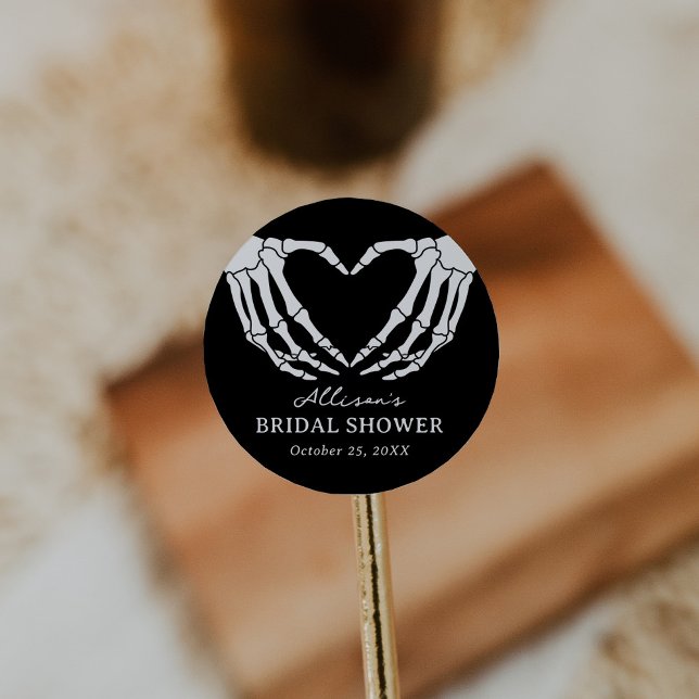 Sticker Rond Fête de mariage d'Halloween avec squelette (Créateur téléchargé)