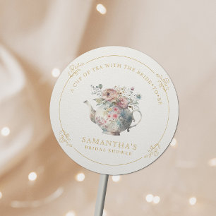 Sticker Rond Fête de mariage élégante et vintage autour du thé