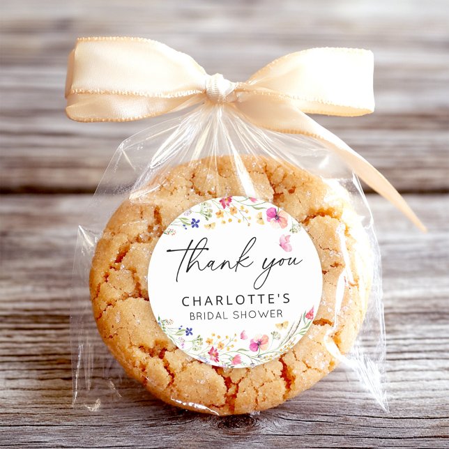 Sticker Rond Fête de mariage élégante remerciements floraux ros (Créateur téléchargé)