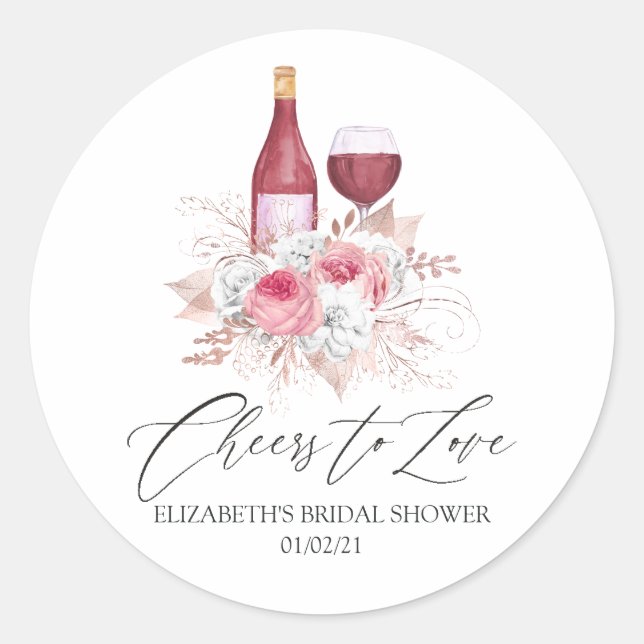 Sticker Rond Fête de mariage en rose poudré avec dégustation de (Devant)
