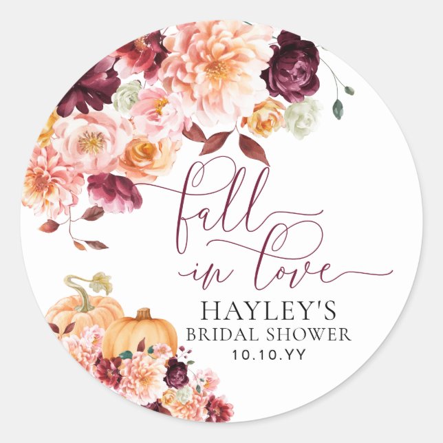 Sticker Rond Fête de mariage Faye Bourgogne Automne (Devant)