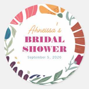 Sticker Rond Fête de mariage Floral Abstrait Fleur Sauvage Colo