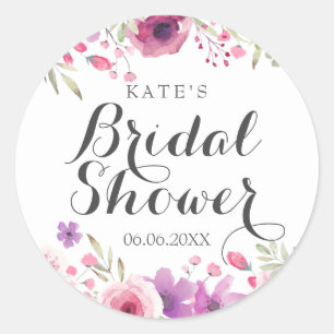 Sticker Rond Fête de mariage floral aquarelle Rose sauvage