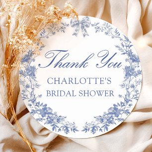 Sticker Rond Fête de mariage Floral Bleu