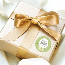 Sticker Rond Fête de mariage floral Clivia vert aquarelle