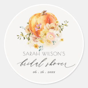 Sticker Rond Fête de mariage Floral Orange Automne Citrouille