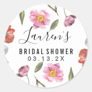 Sticker Rond Fête de mariage Floral Script