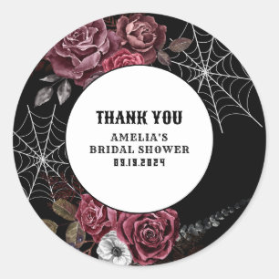 Sticker Rond Fête de mariage gothique floral sombre noir 