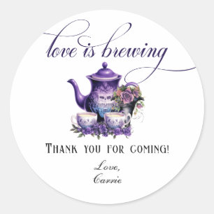 Sticker Rond Fête de mariage gothique thé Love is Brewing