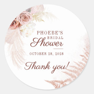Sticker Rond Fête de Mariage Herbe des Pampas Palmiers Terracot