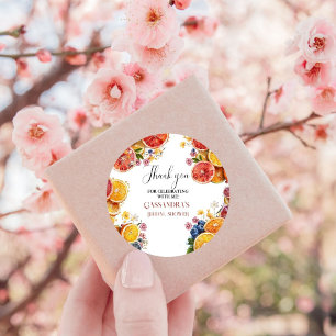 Sticker Rond Fête de mariage Main Squeeze Citron 